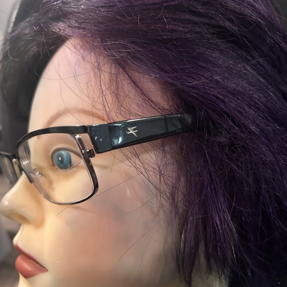 Men's Rectangular Black and Silver Metal Frame Glasses - Picture 4 of 11